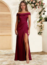 Augday Bedford Sheath Pleated Stretch Satin Dress