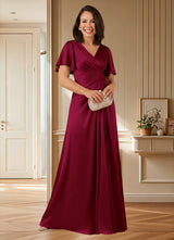 Augday Emmeline A-Line Pleated Stretch Satin Dress