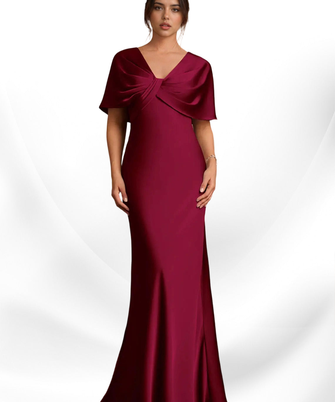 Augday Dosia Sheath Pleated Stretch Satin Dress