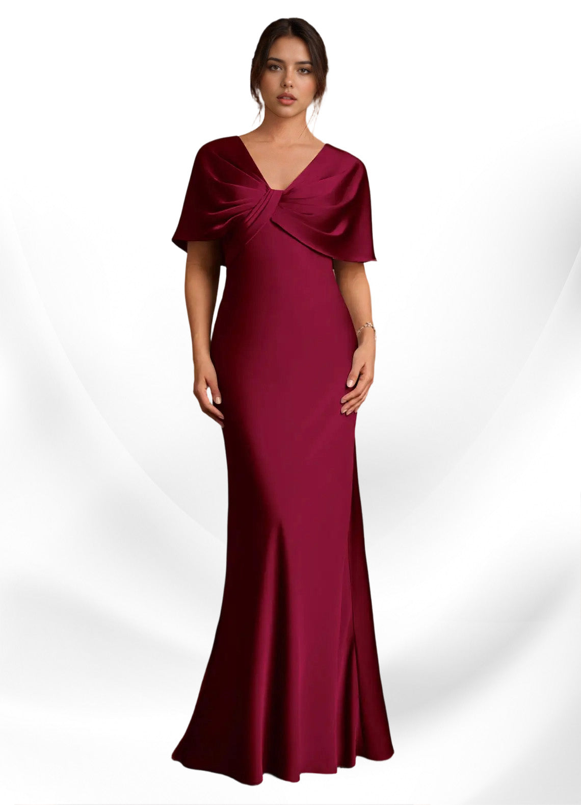 Augday Dosia Sheath Pleated Stretch Satin Dress