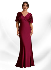 Augday Dosia Sheath Pleated Stretch Satin Dress