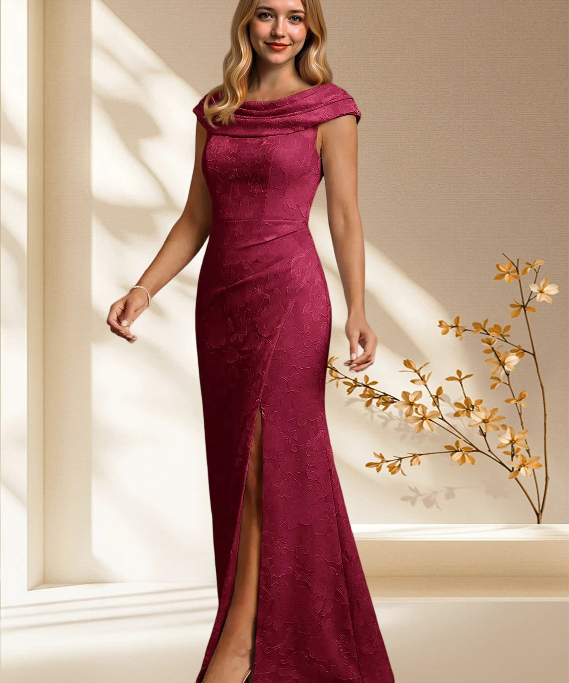 Augday Irvine A-Line Pleated Floral BurnoutDress