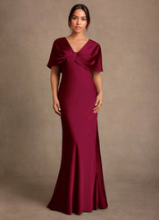 Augday Dosia Sheath Pleated Stretch Satin Dress
