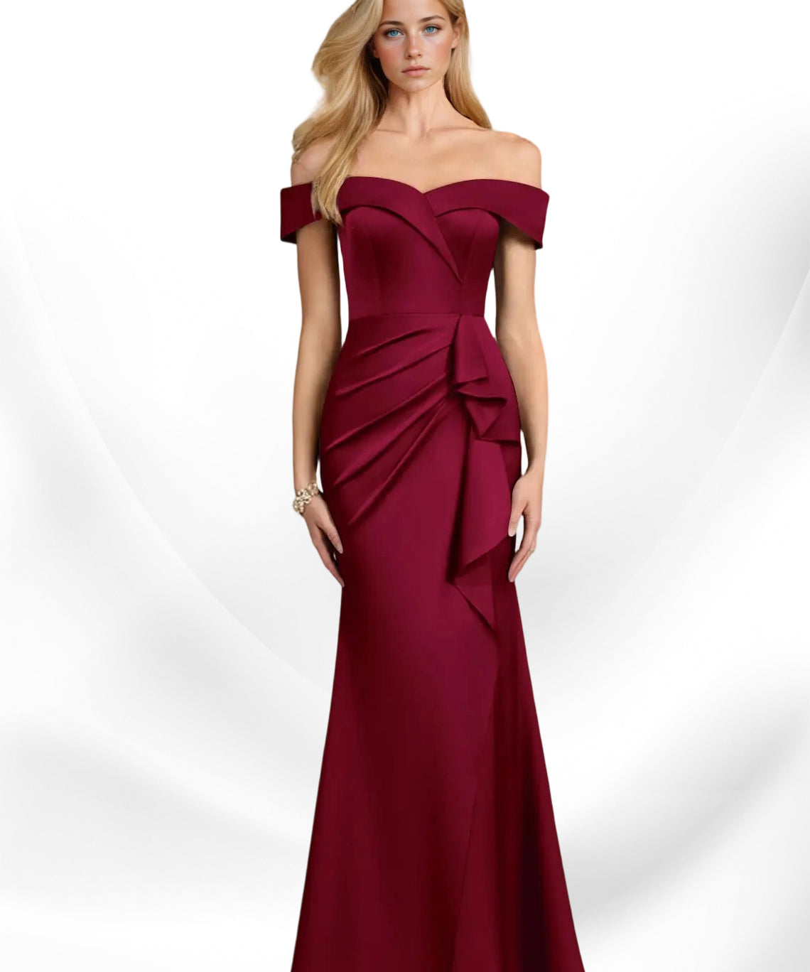 Augday Laredo Mermaid Off the Shoulder Stretch Satin Dress