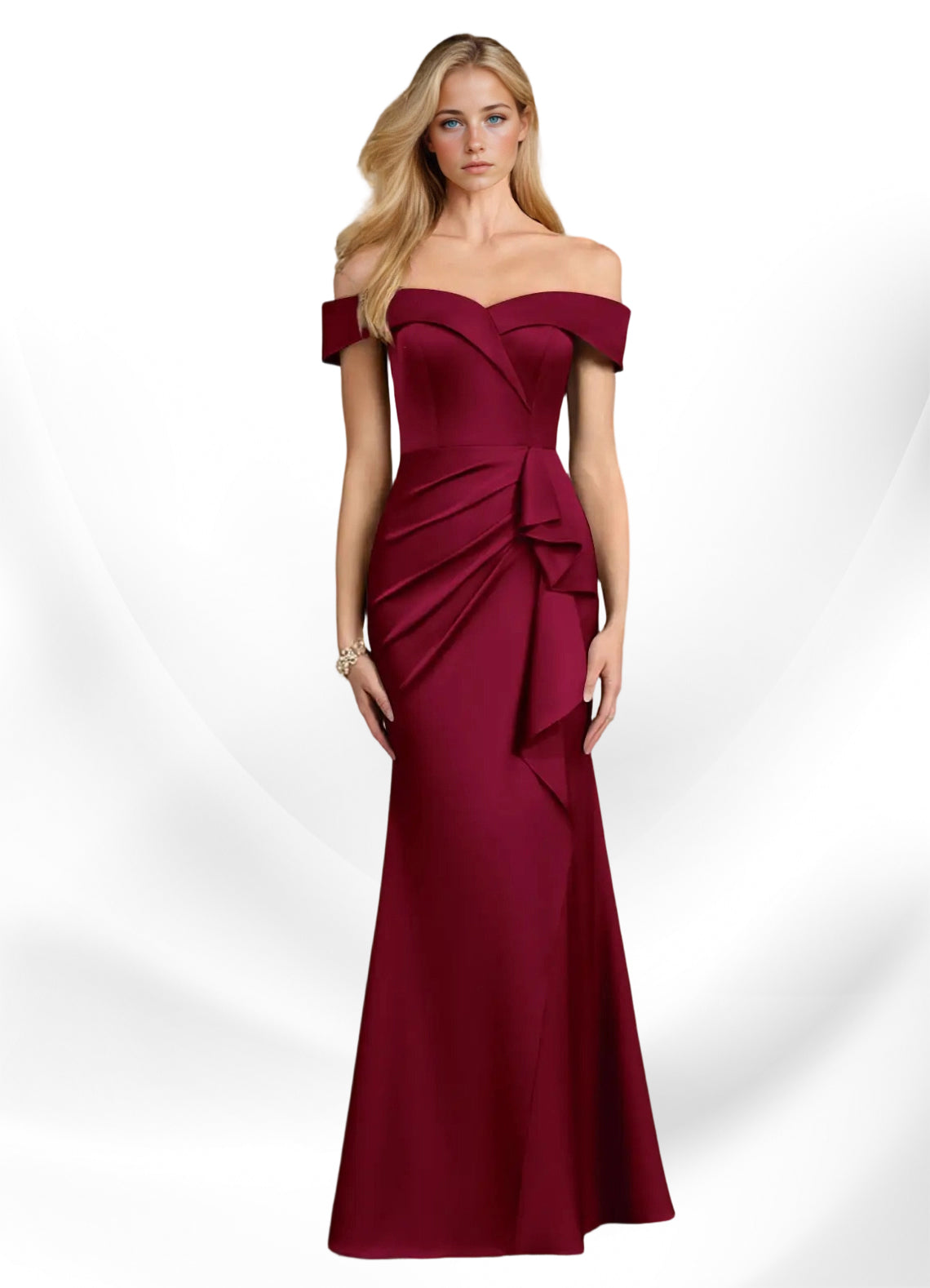 Augday Laredo Mermaid Off the Shoulder Stretch Satin Dress