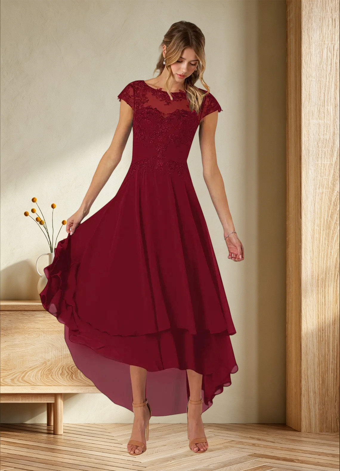 Augday Shonda Lace Chiffon Dress