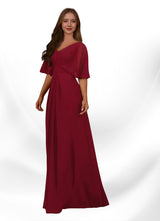 Augday Oksana A-Line V-Neck Pleated Chiffon Dress