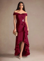 Augday Billings Mermaid Off the Shoulder Stretch Satin Dress