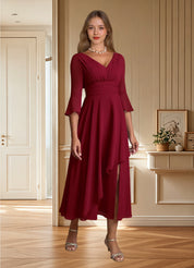 Augday Aerynne A-Line Pleated Chiffon Dress