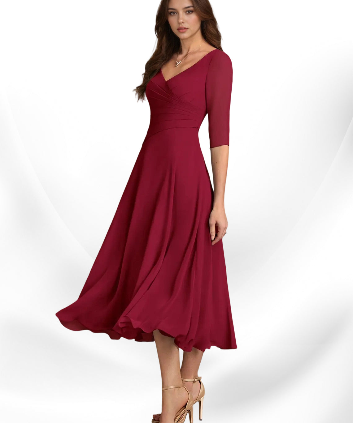 Augay Durant A-Line Pleated Chiffon Dress