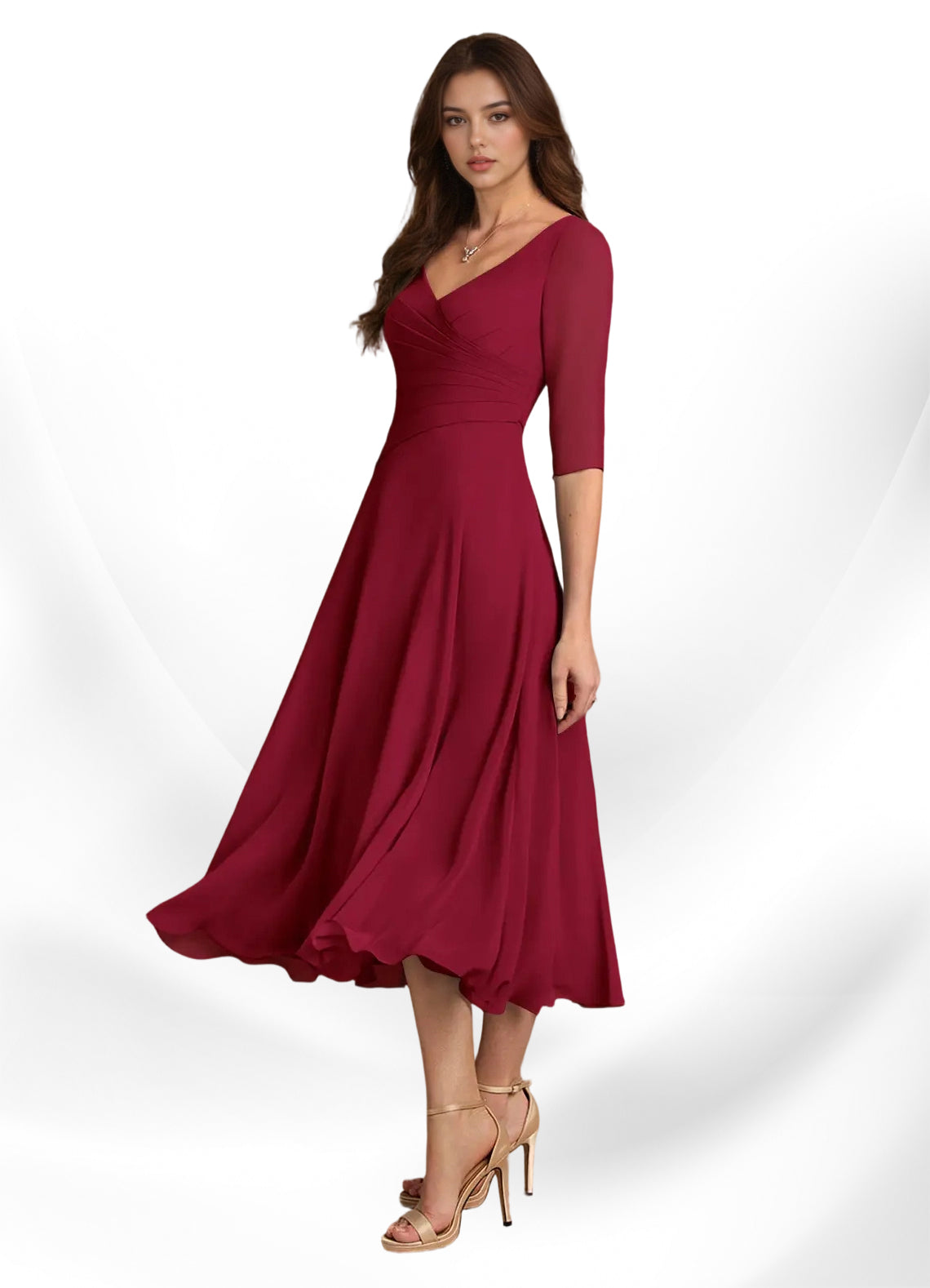 Augay Durant A-Line Pleated Chiffon Dress
