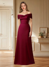 Augday Amelia A-Line Off the Shoulder Stretch Satin Dress