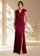Augday Rilda Sheath Lace Stretch Satin Dress
