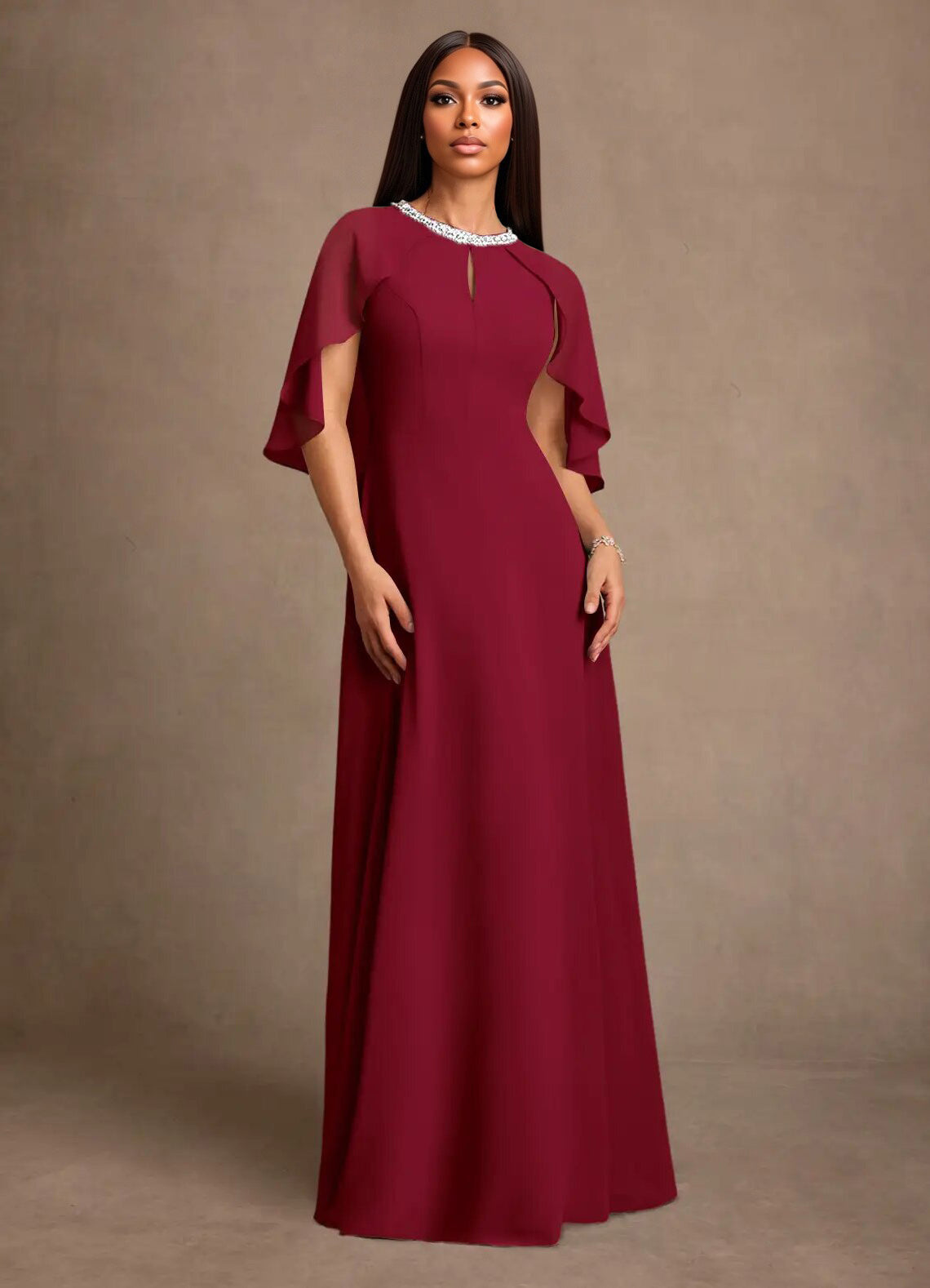 Augday Winnifred A-Line Beaded Chiffon Dress