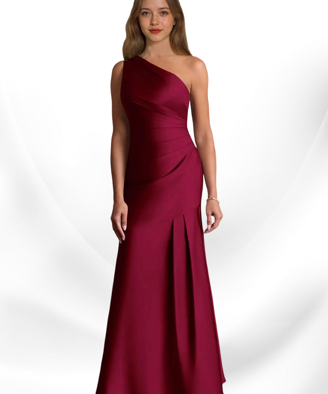 Augday Haifa Mermaid One Shoulder Stretch Satin Dress