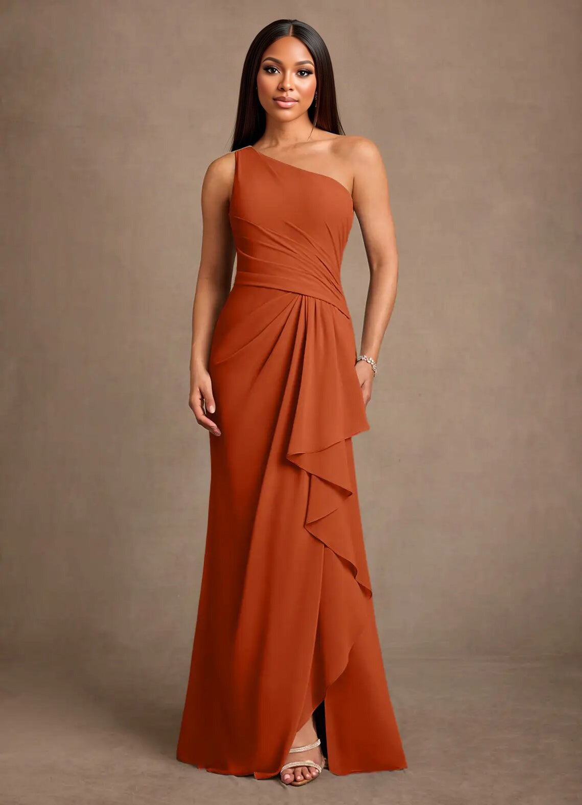 Augday Floy Sheath One Shoulder Chiffon Dress