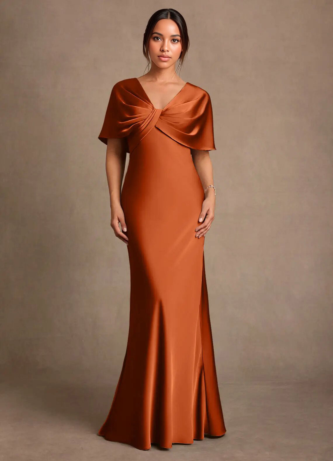 Augday Dosia Sheath Pleated Stretch Satin Dress
