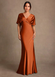 Augday Dosia Sheath Pleated Stretch Satin Dress