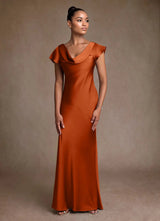 Augday Shelby Mother of the Bride Dresses Mermaid Pleated Stretch Satin Dress