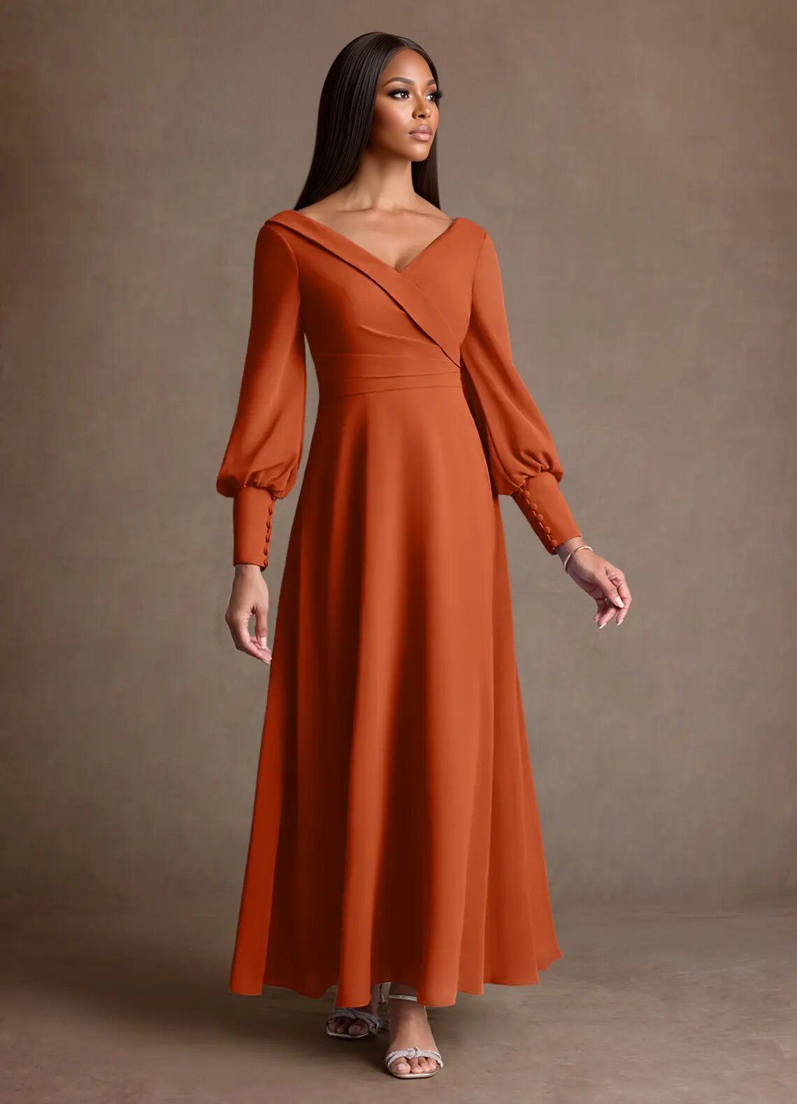 Augday Paterson A-Line Pleated Chiffon Dress
