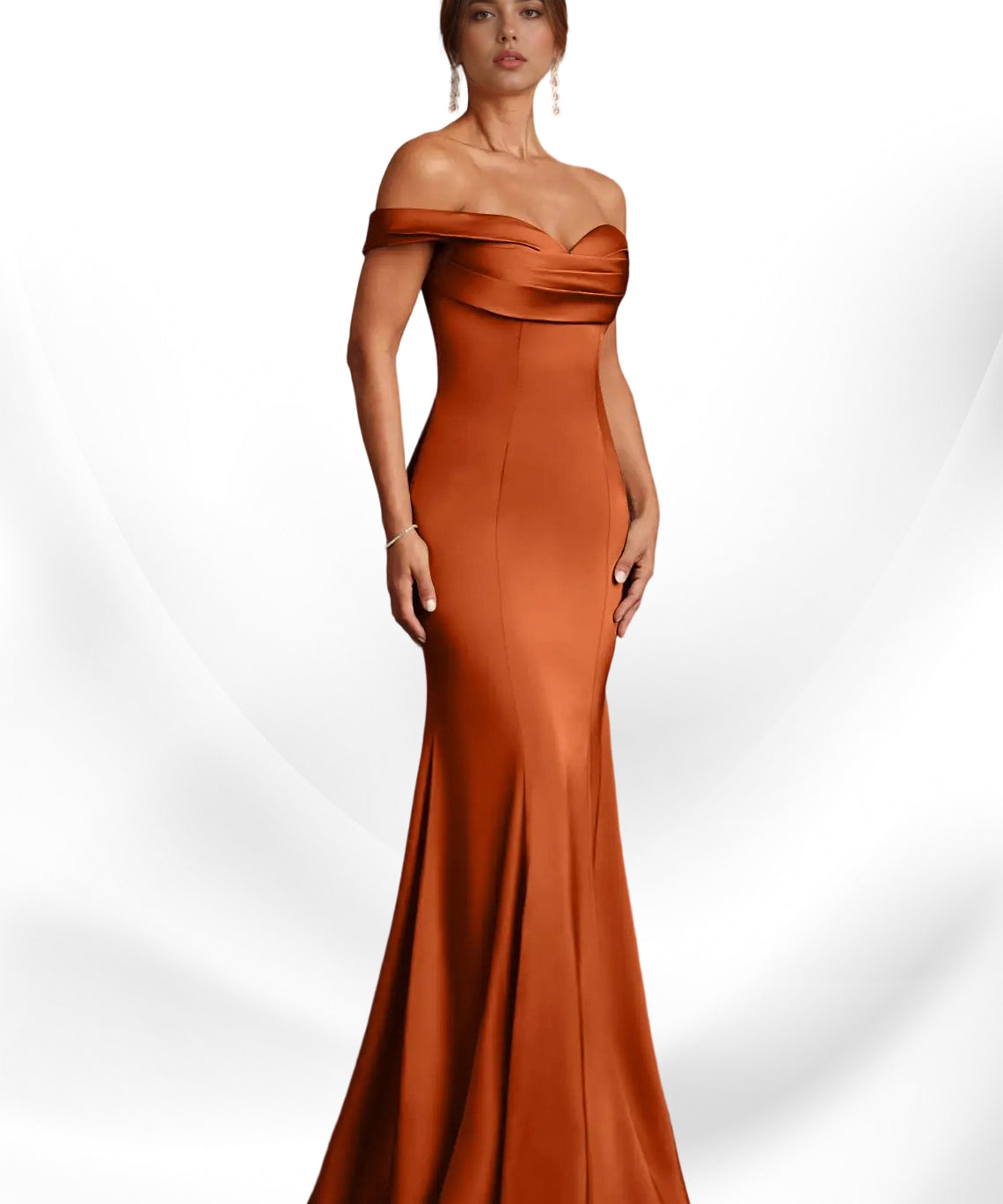 Augday  Mermaid Off the Shoulder Stretch Satin Dress