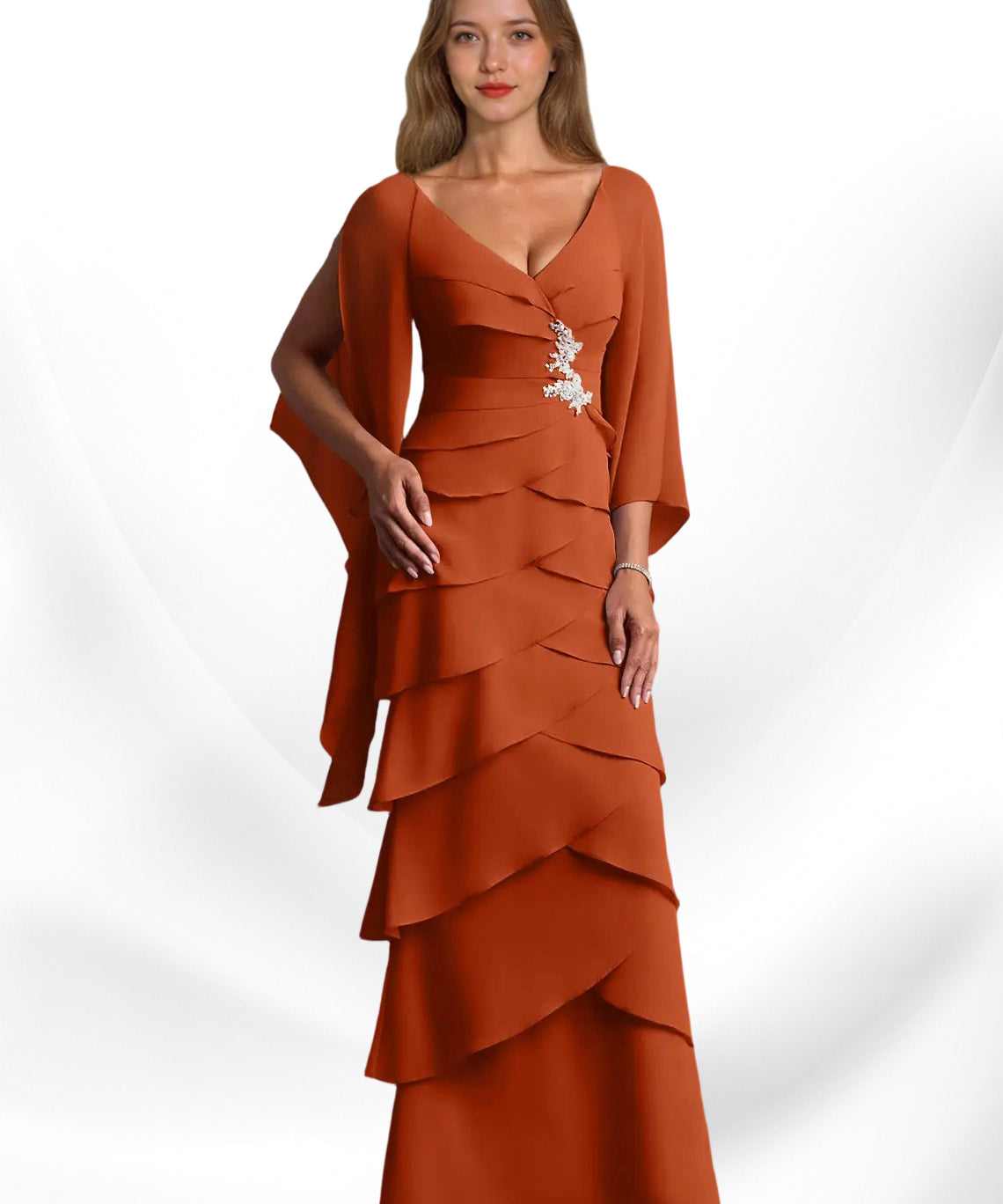 Augday Arabinda Sheath Ruched Chiffon Dress