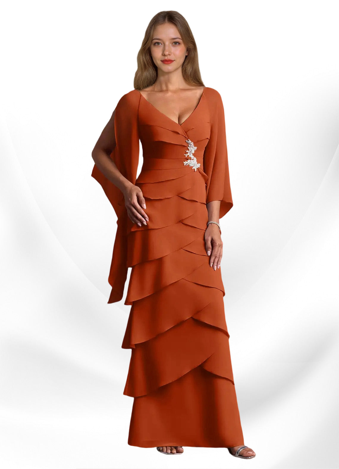 Augday Arabinda Sheath Ruched Chiffon Dress