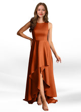 Augday Niles A-Line Trains Stretch Satin Dress