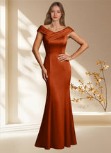 Augday Aberdeen Sheath Pleated Stretch Satin Dress