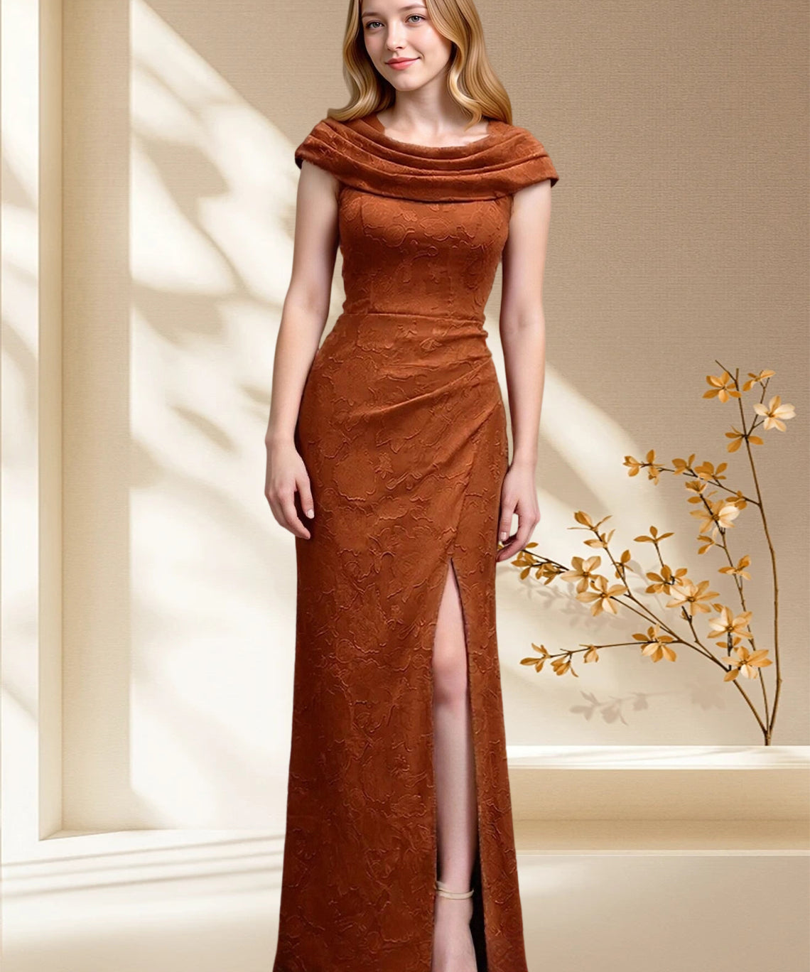 Augday Irvine A-Line Pleated Floral BurnoutDress