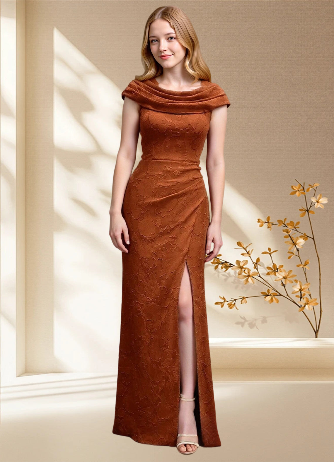 Augday Irvine A-Line Pleated Floral BurnoutDress