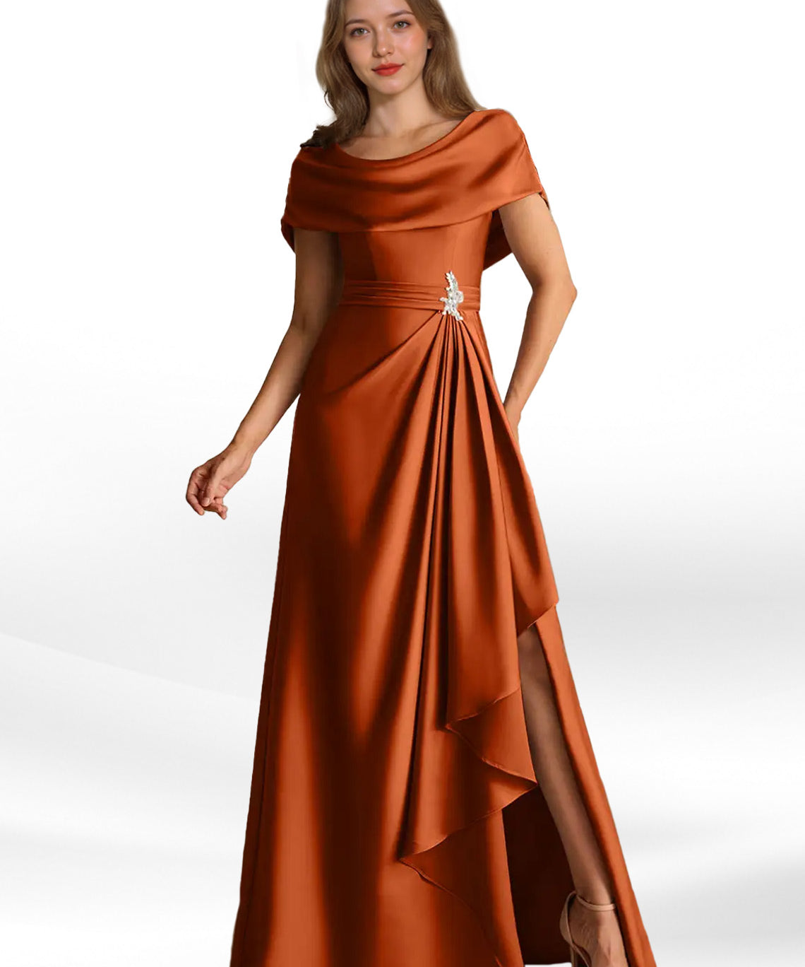 Augday Branford A-Line Pleated Stretch Satin Dress