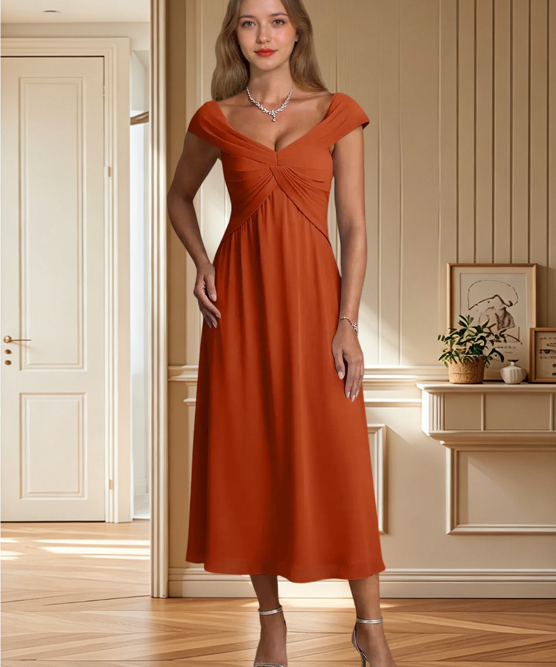 Augday Mirta A-Line Pleated Floral Burnout Dress