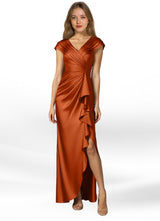 Augday Anderson A-Line Pleated Stretch Satin Dress