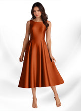 Augday Fulton A-Line Pleated Stretch Satin Dress