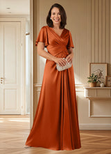 Augday Emmeline A-Line Pleated Stretch Satin Dress
