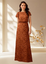Augday Lehi A-Line Boatneck Floral Burnout Dress