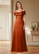 Augday Amelia A-Line Off the Shoulder Stretch Satin Dress