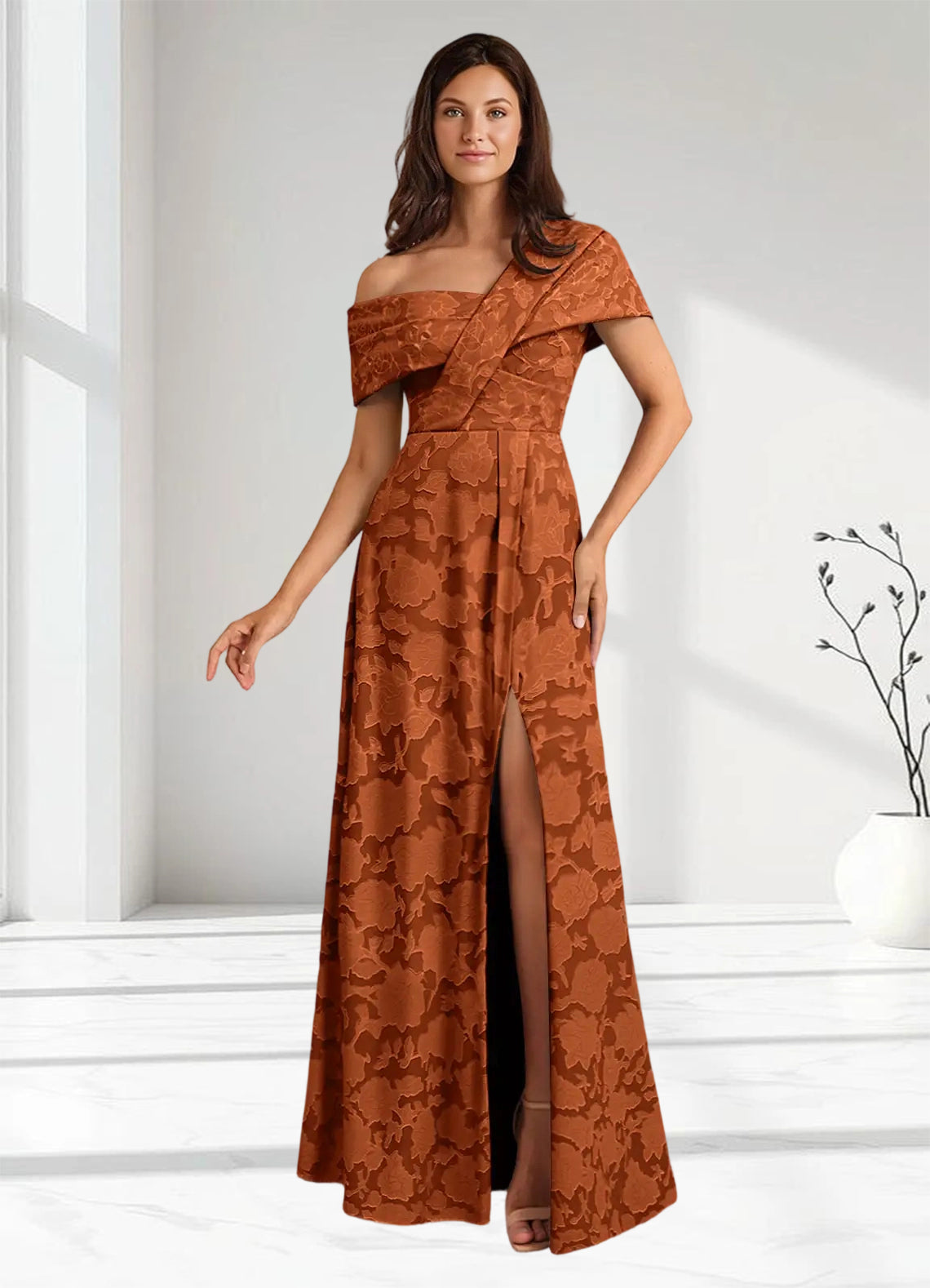 Augday Milton Milton A-Line Pleated Floral Burnout Dress