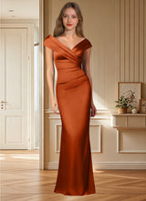 Augday Ludlow Mermaid Pleated Stretch Satin Dress
