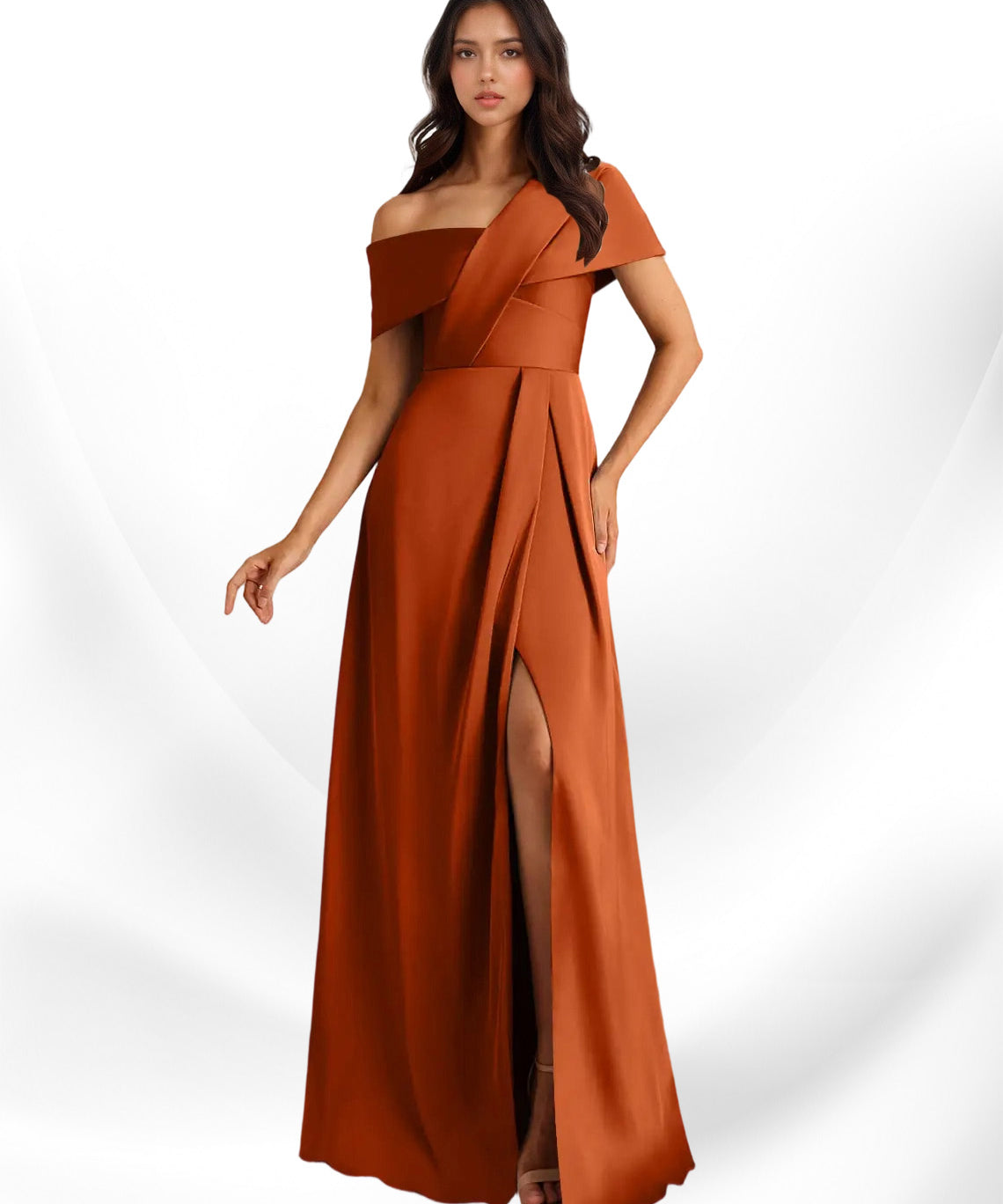 Augday Milton A-Line Pleated Stretch Satin Dress
