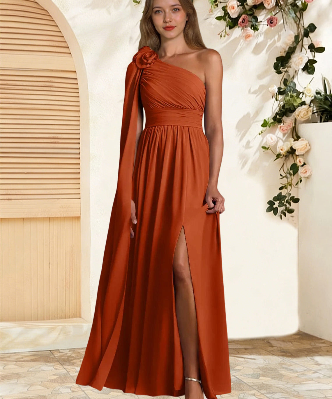 Augday Lancaster A-Line One Shoulder Chiffon Dress
