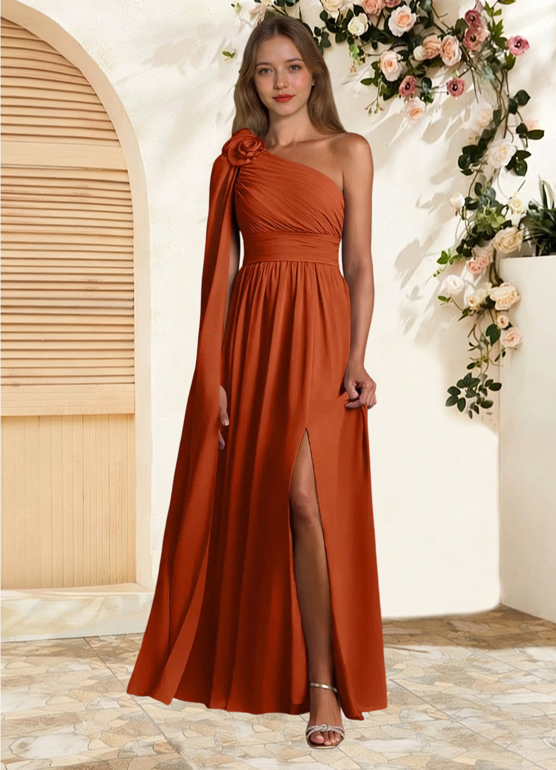 Augday Lancaster A-Line One Shoulder Chiffon Dress