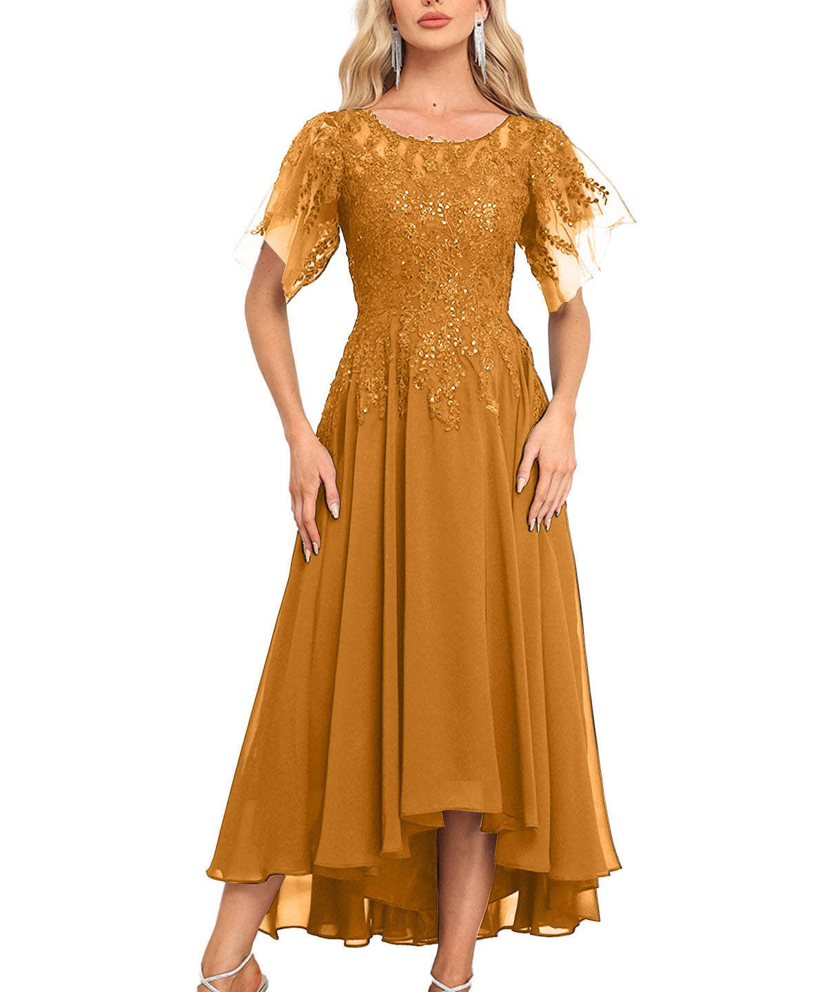 Augday Chiffon Lace Sequins Mother of the Bridesmaid Dresses