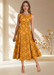 Augday Fulton A-Line Pleated Floral Burnout Dress