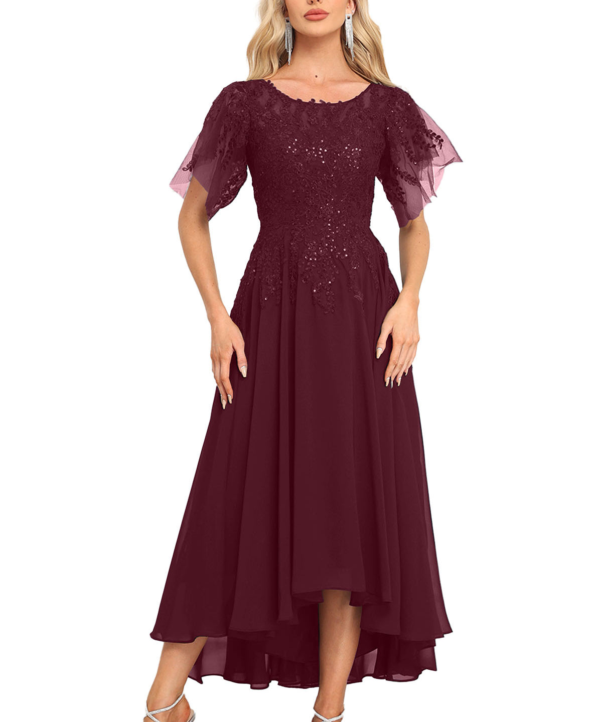 Augday Chiffon Lace Sequins Mother of the Bridesmaid Dresses