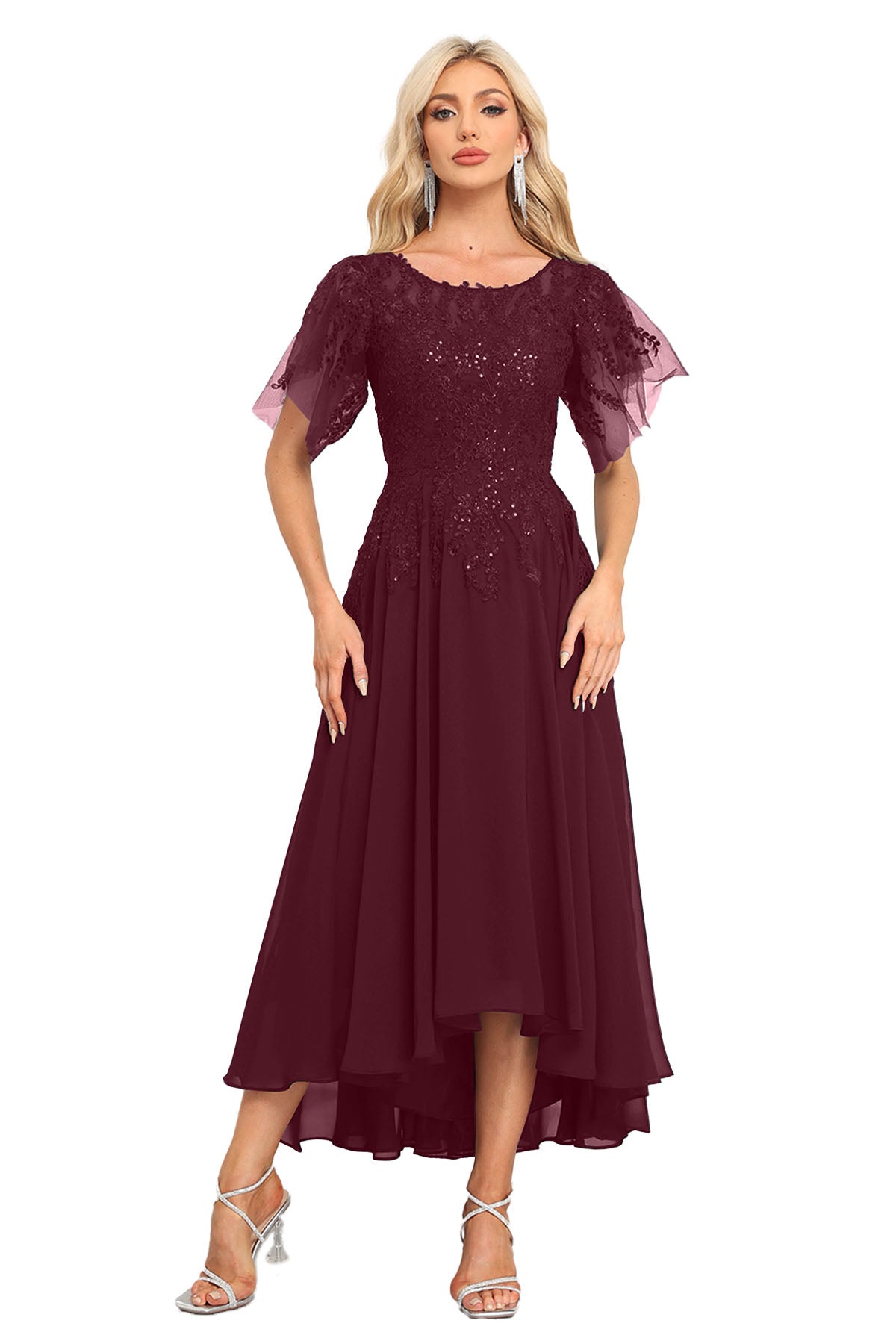 Augday Chiffon Lace Sequins Mother of the Bridesmaid Dresses