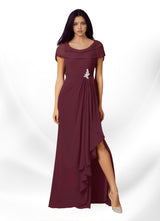 Augday Mary A-Line Side Slit Chiffon Dress