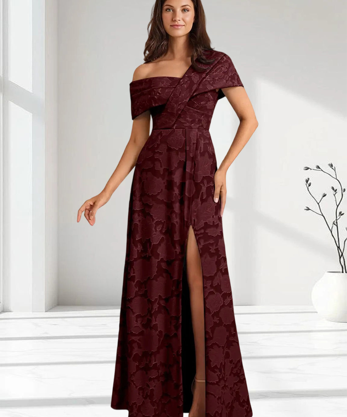 Augday Milton Milton A-Line Pleated Floral Burnout Dress