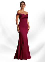 Augday  Mermaid Off the Shoulder Stretch Satin Dress